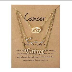 Gold Cancer Zodiac Necklace Set
